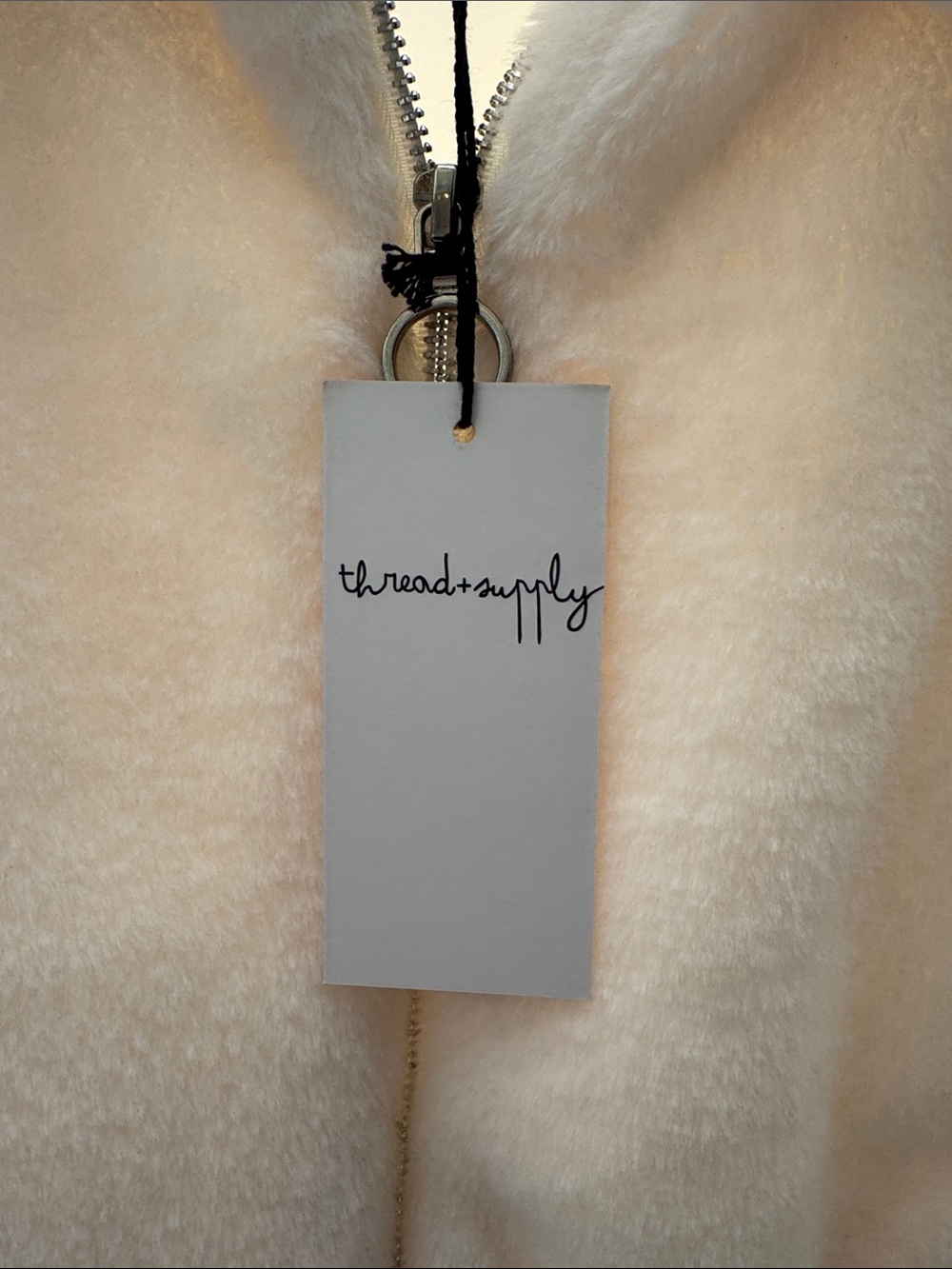 Thread & Supply Cream Faux-Fur Zip Jacket - Picture 7 of 9